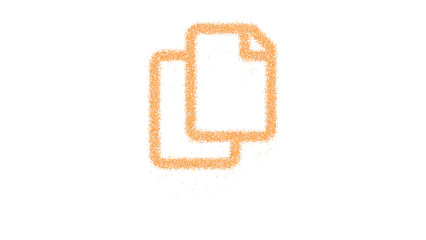 Icon copy is made of yellow grains of sand. Some grains of sand fall down. Transparent background. Black