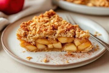 A slice of delicious apple crumble pie