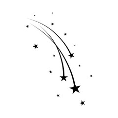 Abstract Falling Star - Black Shooting Star with Elegant Star Trail on White Background - Meteoroid, Comet, Asteroid, Stars © Arjuna