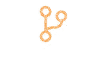 Obraz premium Icon code branch is made of yellow grains of sand. Some grains of sand fall down. Transparent background. Black