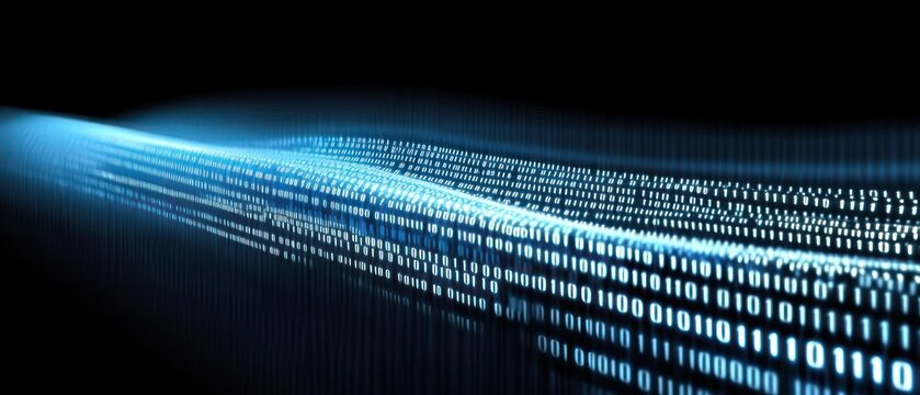 Abstract digital wave of binary code flowing smoothly