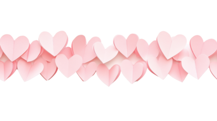 Delicate pink paper hearts on transparent background