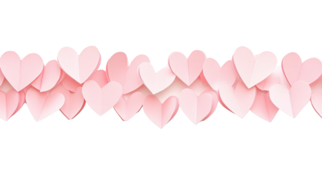 Delicate pink paper hearts on transparent background - Powered by Adobe