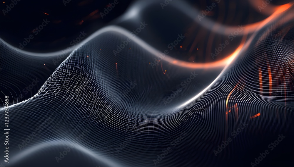 Poster abstract grid waveform with ember glows