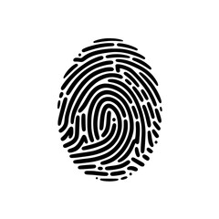 Fingerprint Identity: A detailed and intricate black and white illustration of a fingerprint, symbolizing individuality, uniqueness, and security.