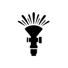 Sprinkler System Icon: A simple yet effective vector icon depicting a sprinkler head spraying water, ideal for irrigation, landscaping, or gardening related projects. 