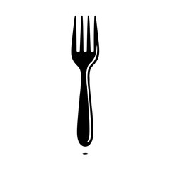 Fork Silhouette: A minimalist illustration of a fork, rendered in a simple yet elegant black silhouette against a clean background. Perfect for menus, restaurant branding, or culinary-themed designs.