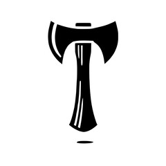 Double Bit Axe Icon: A bold, double-bit axe icon, rendered in a minimalist black silhouette against a clean background, symbolizes strength, craftsmanship, and lumberjack culture. 