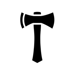 Double-Headed Axe Icon: A stark, bold silhouette of a double-headed axe, symbolizing strength, power, and unwavering determination. This versatile icon can be used for various purposes.