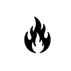 Fiery Icon: A bold, black and white illustration of a stylized flame, representing passion, energy, and intensity. The simple design is perfect for use in logos, graphics.