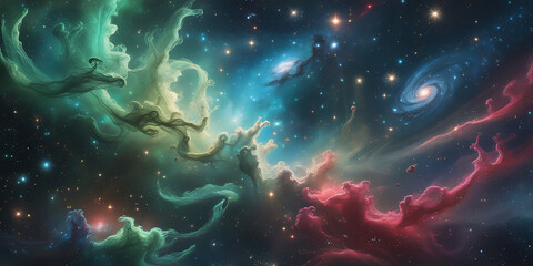 Fototapeta premium an intriguing imagery of NEBULA AND GALAXY in the universe, created by generative ai