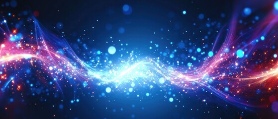 Fototapeta premium Vibrant abstract light trails with glowing particles in motion