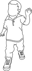 Little boy movement  outline vector shape