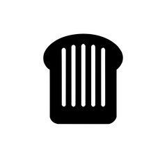 Sliced Bread Icon: A simple, bold black icon depicting a slice of bread with clearly defined grill marks. Perfect for bakery menus, websites, and food-related applications.