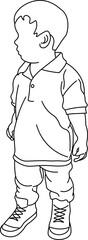 Little boy movement  outline vector shape