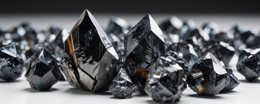 Shiny wolframite crystal isolated on white background, natural, isolated