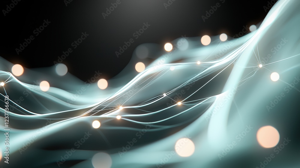 Poster data analysis and analytics abstract representation of data analysis with flowing lines and data poi