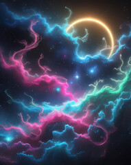 an intriguing imagery of NEBULA AND GALAXY in the universe, created by generative ai