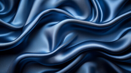 Fototapeta premium Soft blue satin fabric draping elegantly in smooth folds and curves