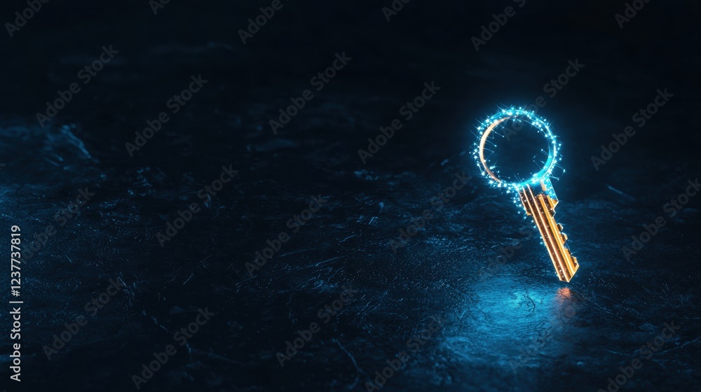 Poster security key icons and password protection digital security key granting access to a secure system, 