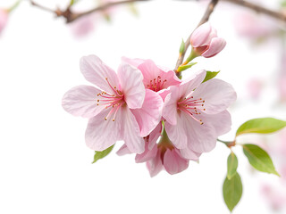 Fototapeta premium Pink cherry blossom isolated on white background