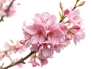 Obraz premium Pink cherry blossom isolated on white background