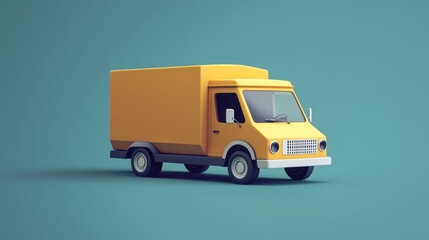 Cartoon style yellow delivery van