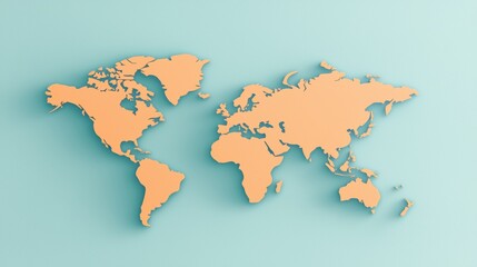 Obraz premium Global World Map Flat world map with country borders and labels, suitable for educational or business presentations