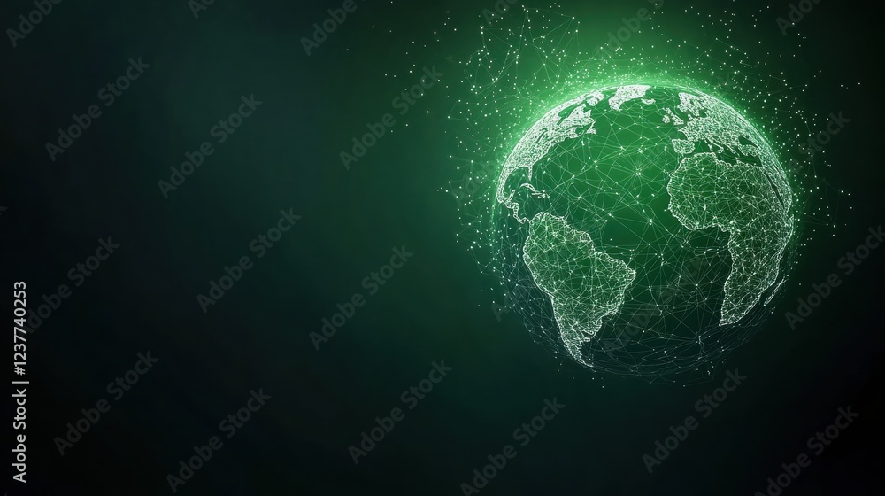 Poster global network nodes connection network nodes forming a web around the earth, symbolizing global dig