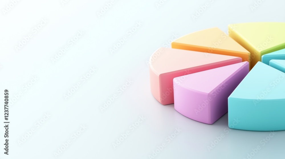 Poster management bar graph and pie chart 3d rendered pie chart with colorful segments, representing market
