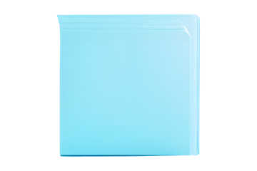 Clear L-type folders. Minimalist light blue of plastic file folder designed for office documents placed isolated on cut out PNG or transparent background. Emphasizing simplicity and functionality.	