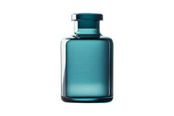 Luxurious and modern premium perfume blue bottle glass with elegant design, displayed isolated on cut out PNG or transparent background. Perfect for advertising concepts.