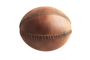 New rugby ball brown isolated on cut out PNG or transparent background. Rugby football Play on large stadium lawn. Sport that originated from school. Rugby union is popular sport all world.