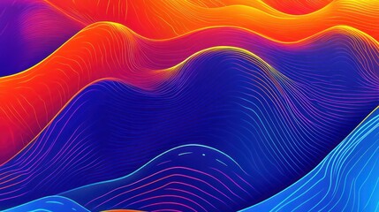 Abstract vibrant wavy lines in gradient colors