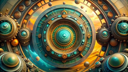Obraz premium Intricate cosmic design with orbs and layers, surreal artwork