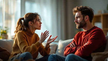 Young Couple Having A Difficult Conversation At Home