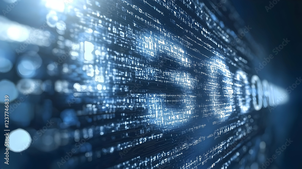 Poster digital code stream, data flow, security concept
