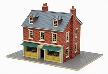 Detailed Miniature Brick Building Facade Displaying Architectural Precision