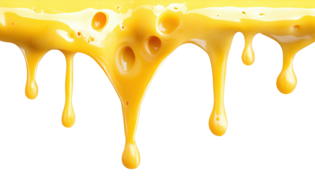 Melted cheese dripping with transparent background