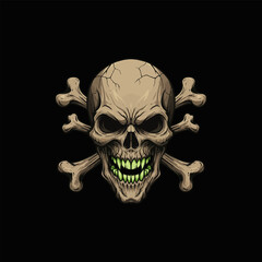 Menacing Skull with Crossbones A Dark, Detailed Illustration