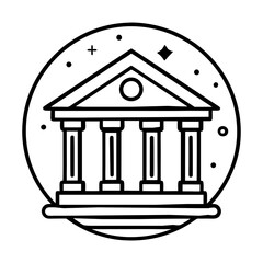 sleek futuristic digital bank icon with glowing financial symbol. minimalist digital building with integrated fintech features. innovative vector icon for banking and payment platforms.