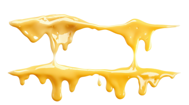 Melted cheese dripping on transparent background