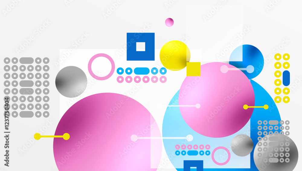 Aufkleber minimalistic abstract vector design, layered geometric shapes circles, squares, and triangles with s
