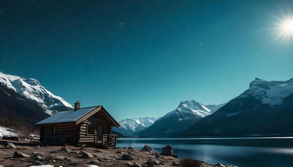 Fototapeta premium mountain hut in the mountains