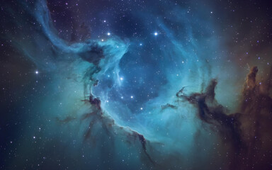 Fototapeta premium Bright blue space nebula Elements of this image High quality photo Generative AI