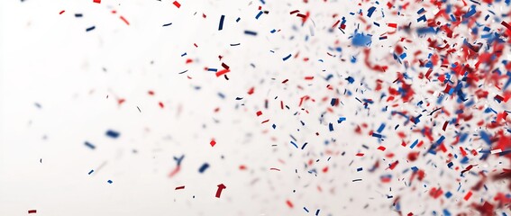 Red, White, and Blue Confetti Falling on Light Background - AI generated illustration