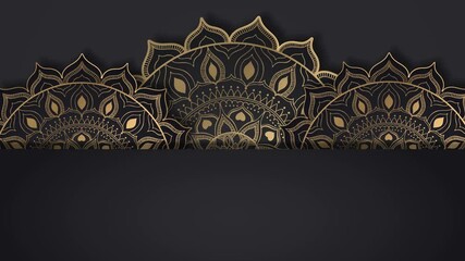 Islamic ornament black background video with arabic style and mandala flower circle animation for ramadan kareem, eid mubarak and islamic background