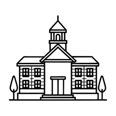 traditional school building icon design. red brick school icon with clock. classic educational building vector.