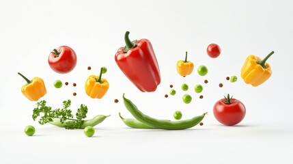 Naklejka premium Vibrant 3D Food Illustration of Fresh Vegetables and Herbs