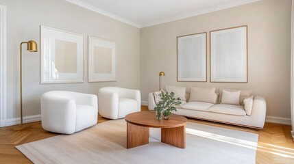 Fototapeta premium Modern Minimalist Living Room with Elegant Furniture and Decor